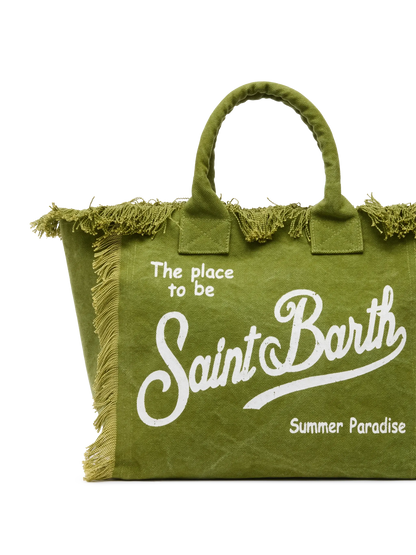 Military green cotton canvas Vanity tote bag - MC2 Saint Barth