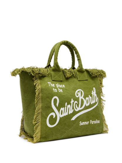 Military  green cotton canvas Vanity tote bag