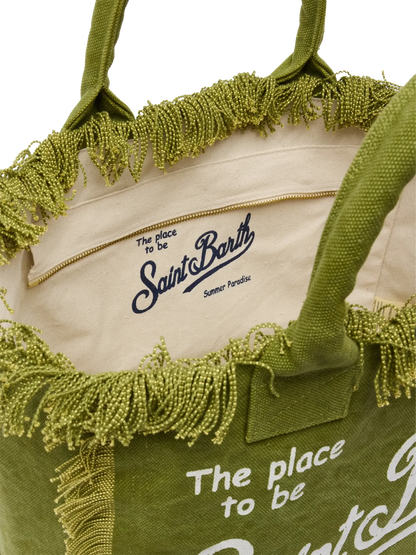 Military  green cotton canvas Vanity tote bag