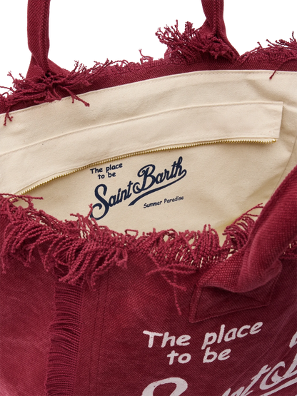 Burgundy cotton canvas Vanity tote bag - MC2 Saint Barth
