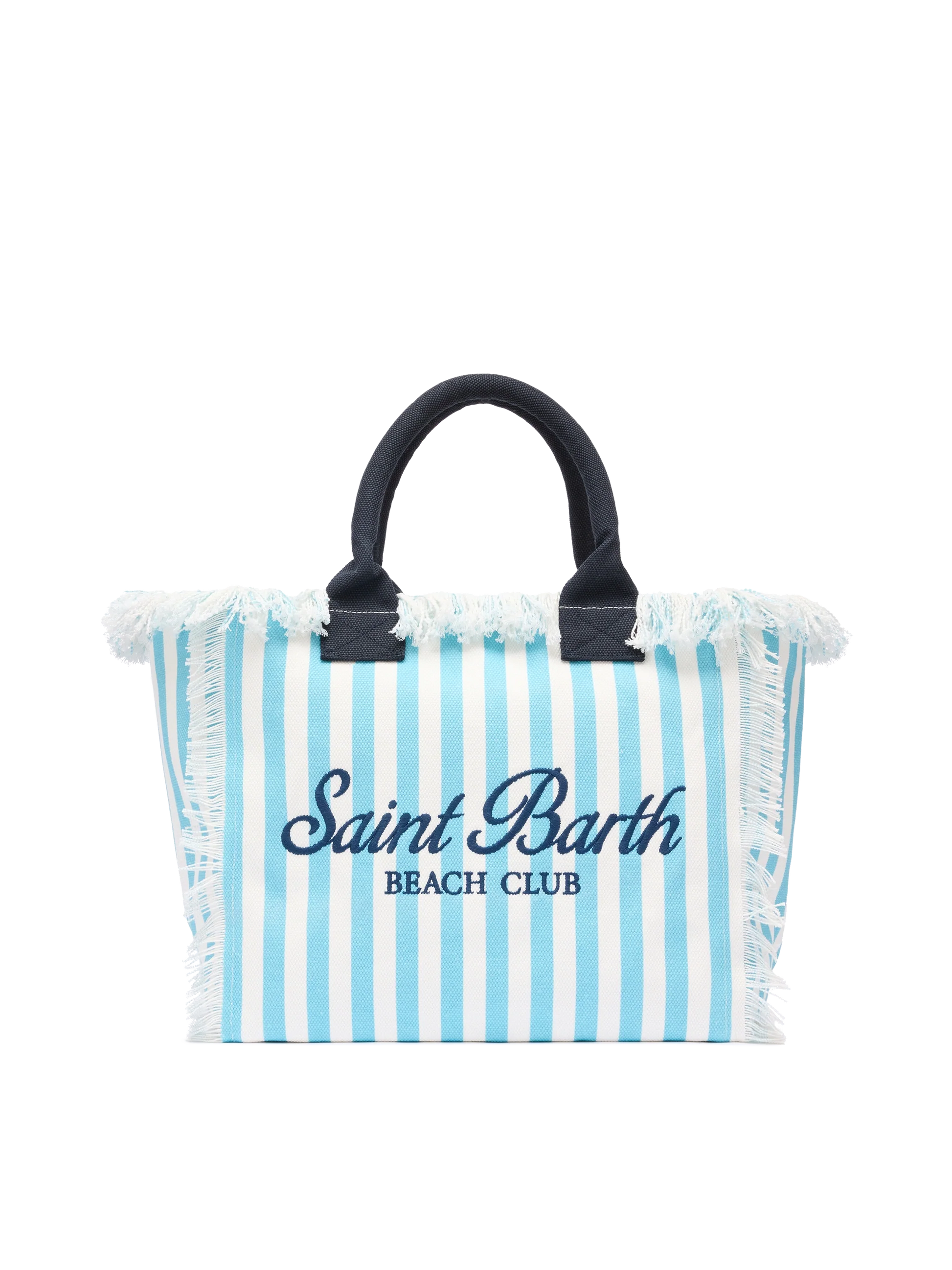 Cotton canvas Vanity tote bag with light blue striped print - MC2 Saint Barth