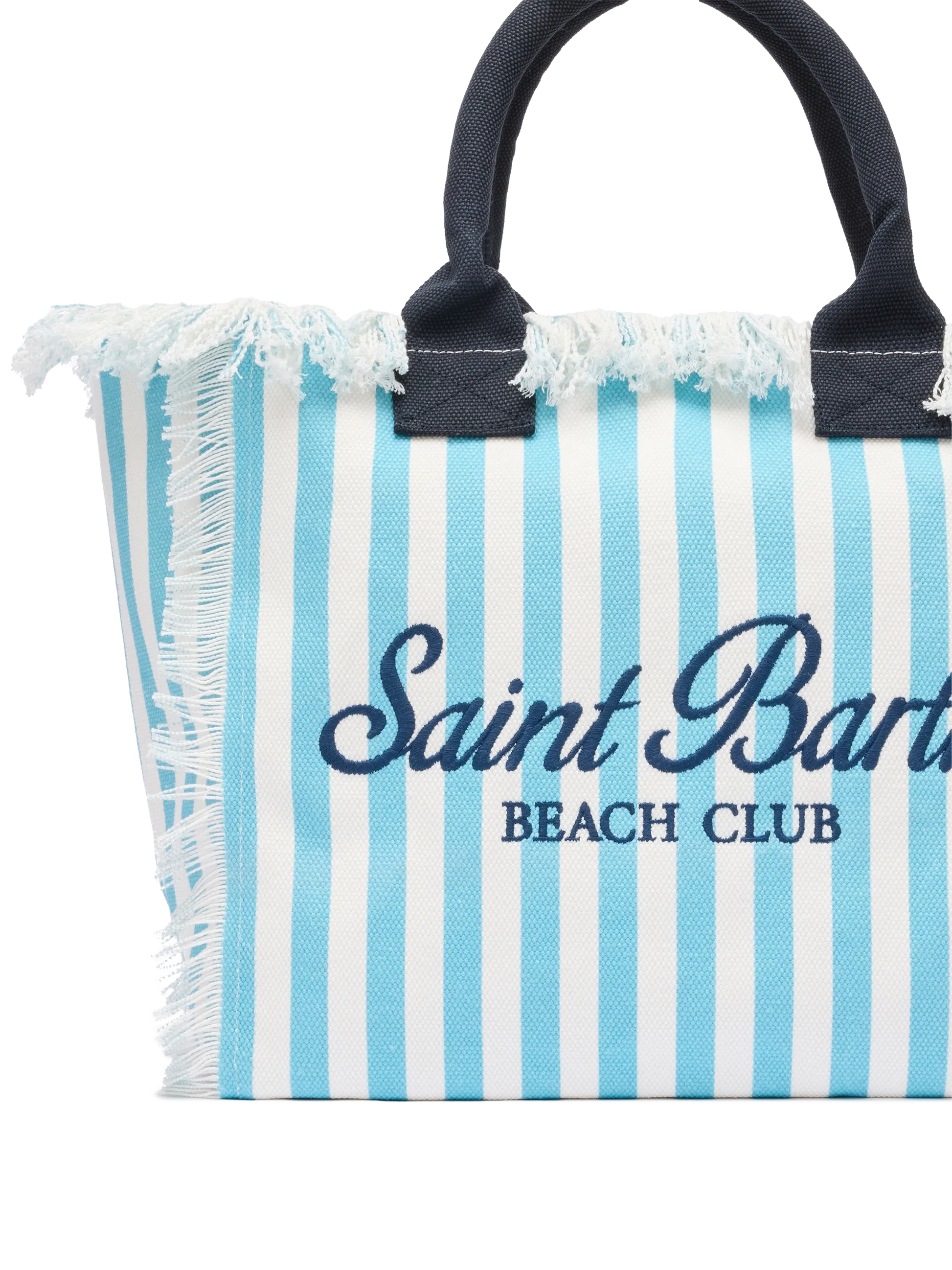 Cotton canvas Vanity tote bag with light blue striped print - MC2 Saint Barth