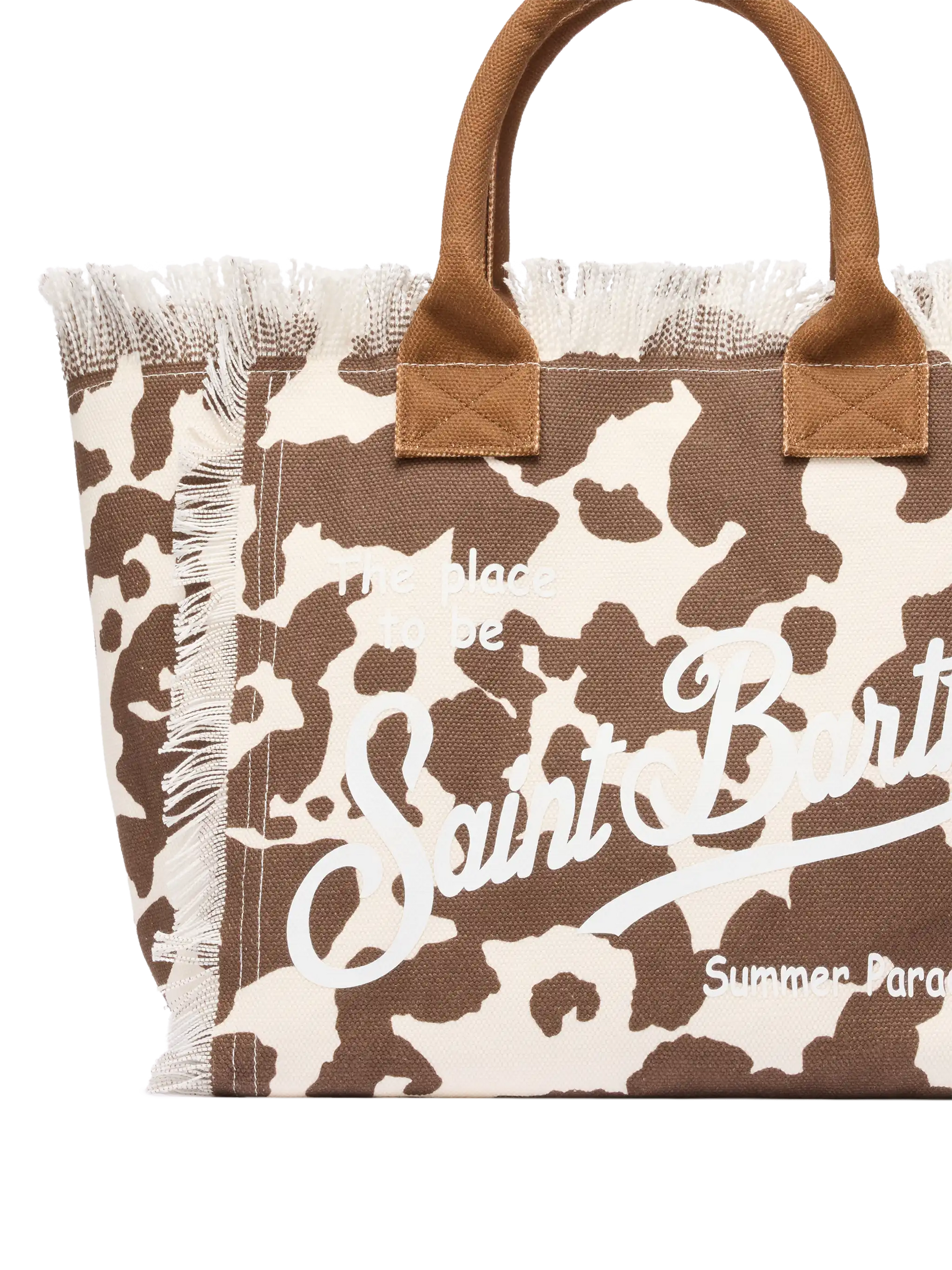 Cotton canvas Vanity tote bag with cow skin print - MC2 Saint Barth