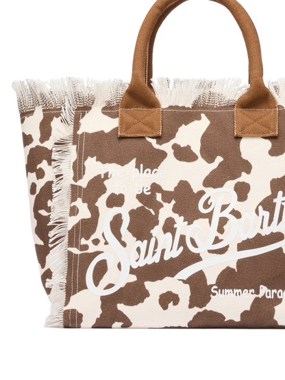 Cotton canvas Vanity tote bag with cow skin print - MC2 Saint Barth