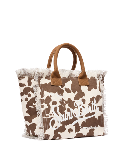 Cotton canvas Vanity tote bag with cow skin print - MC2 Saint Barth