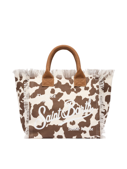Cotton canvas Vanity tote bag with cow skin print - MC2 Saint Barth