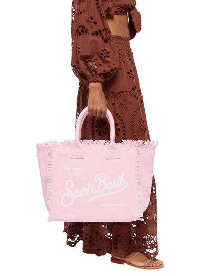 Pink cotton canvas Vanity tote bag