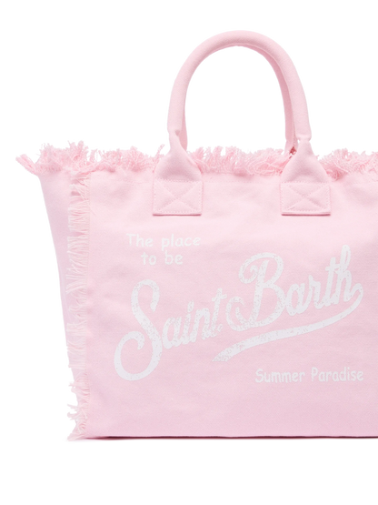 Pink cotton canvas Vanity tote bag