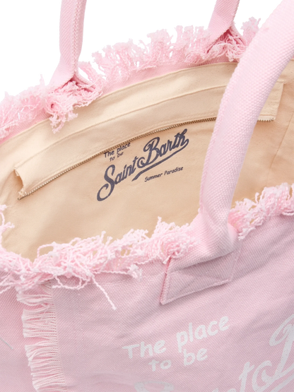 Pink cotton canvas Vanity tote bag