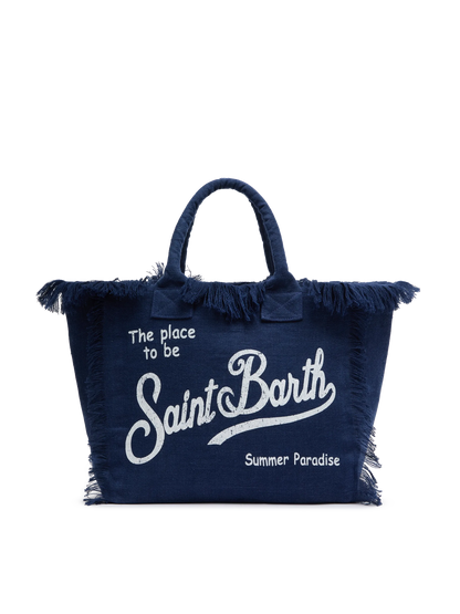 Vanity navy blue linen shoulder bag - MC2 Saint Barth