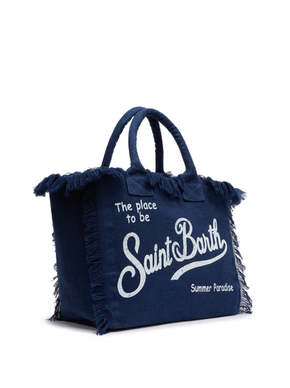 Vanity navy blue linen shoulder bag - MC2 Saint Barth