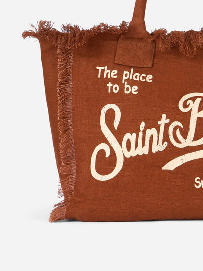Vanity brown linen shoulder bag