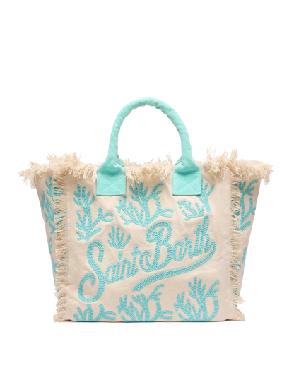 Vanity Rug white and water green cotton tote bag