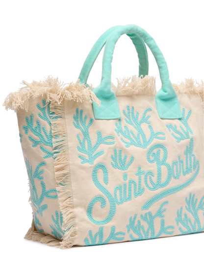 Vanity Rug white and water green cotton tote bag