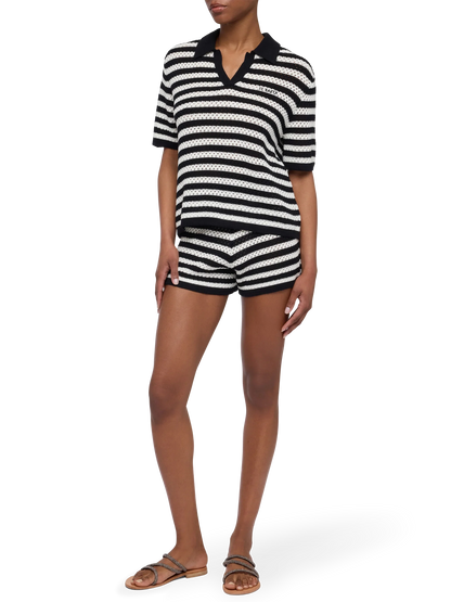 Yvette black striped knit polo