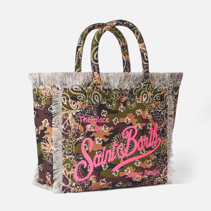 Vanity canvas shoulder bag with bandanna camouflage print - MC2 Saint Barth