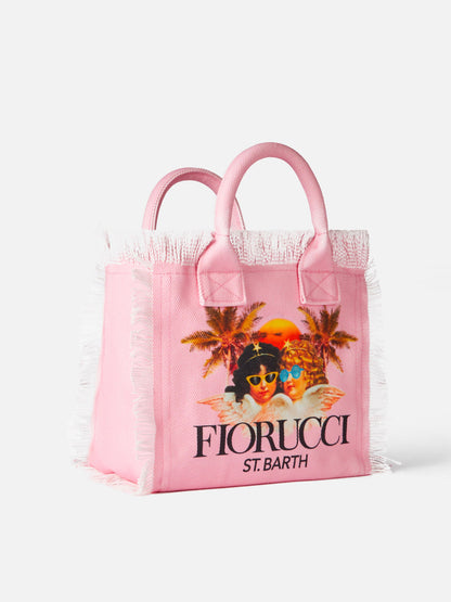 Colette pink cotton canvas handbag with Fiorucci Angels print | FIORUCCI SPECIAL EDITION - MC2 Saint Barth