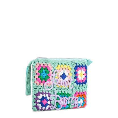 Parisienne water green crochet pouch bag with Saint Barth embroidery - MC2 Saint Barth